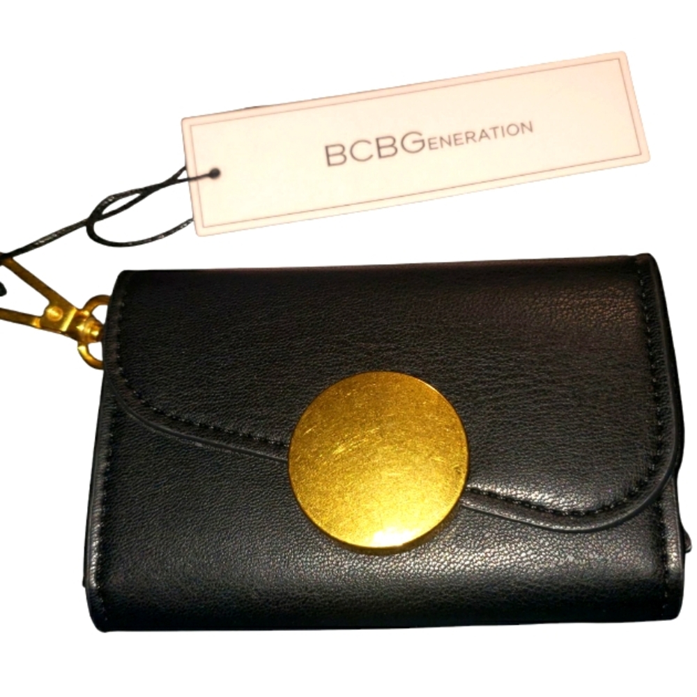 BCBGeneration Black CREDIT CARD HOLDER with Gold Accents NWT